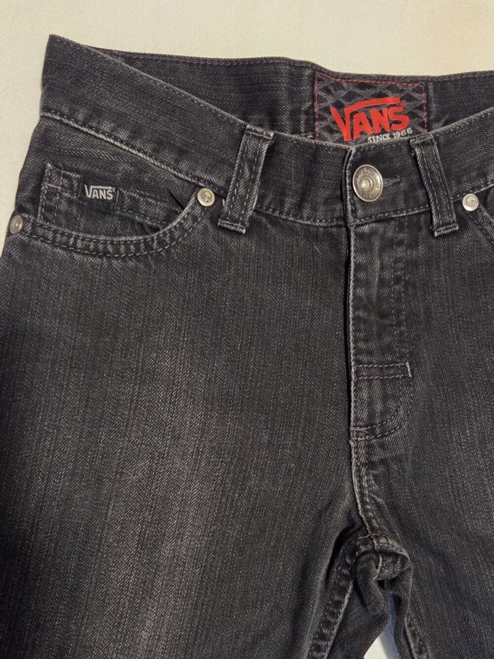 Vans Boys Off The Wall Black Denim Jeans Size 10 Straight Leg Casual Skate